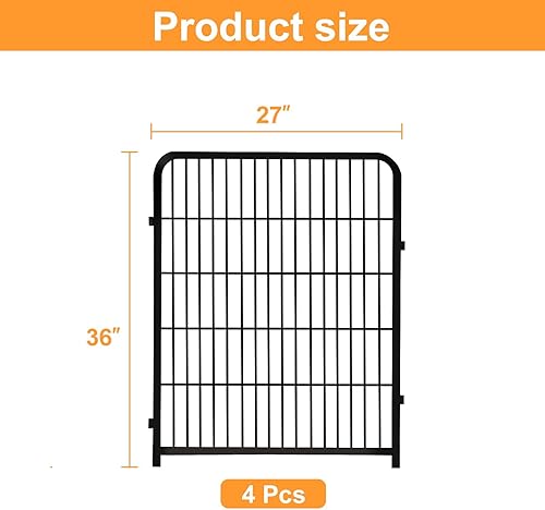 Miniatura 2 de Cerca de jardín sin puerta, 36 pulgadas de alto, 4 paneles unilaterales, 8.9 pies de largo en total, para perros, barrera antiexcavación, corral,