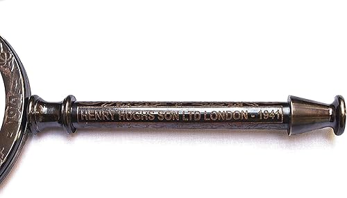 Miniatura 2 de Lupa de latón antiguo Henry London - Lente de 4 pulgadas, funda de cuero, instrumento náutico de 8 x 4 pulgadas para astrólogos, coleccionistas y