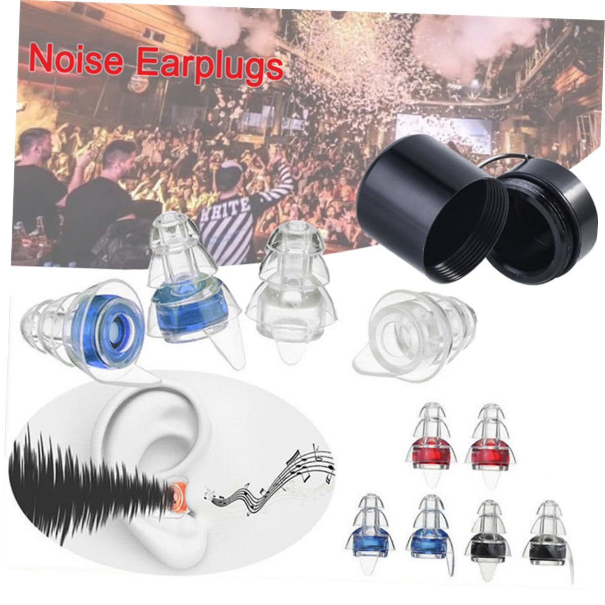 Genérico 3 Pares para los con filtro de ruido earbuds para los para dormir Auriculares para los anti-ruido protector de oído mudo Blue