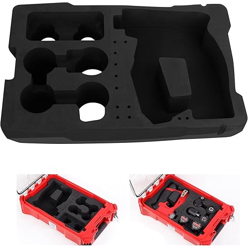 Milwaukee 48-22-8435 Packout Tool Box EVA Liner - For 2505-22 M12 Fuel Installation Drill/Driver Kit and Accessories Precision Cut Foam Insert Organizer (Black Liner)