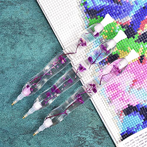 RECORDARME Diamond Art Pen, Resin Diamond Painting Pen Tools Accessories, Ergonomic Design Shiny Diamond Dot Pens(Purple Flower) - Thumbnail 5