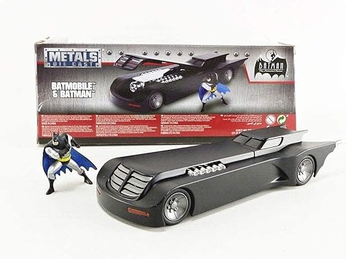 Miniatura 4 de Jada Toys 1:24 Batman Animated Series Batmobile - Coche fundido a presión con figura de Batman de 2.75 pulgadas, juguetes para niños y adultos
