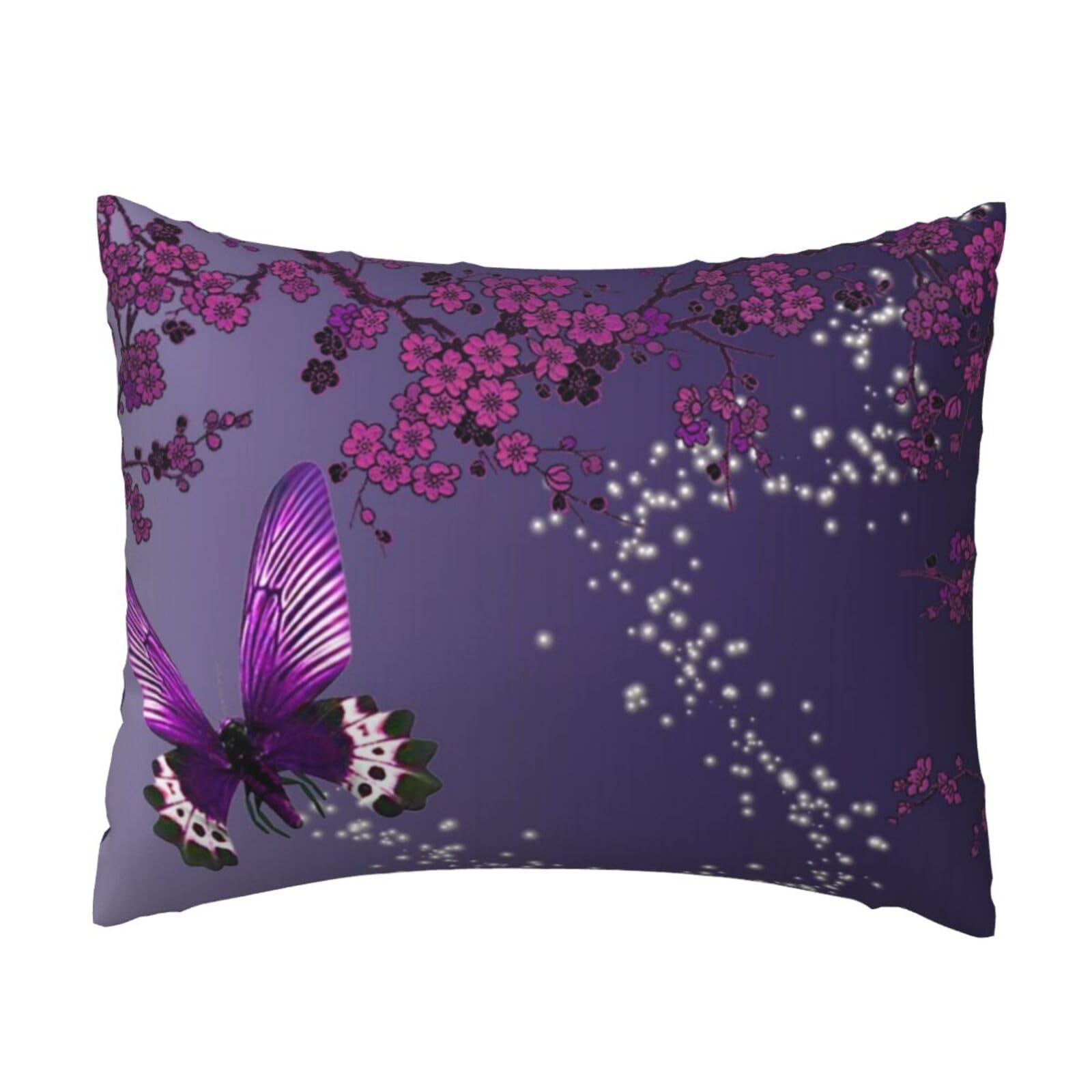 YFSGDLBN Purple plum butterfly printed Pillow Case 20x26in decorative Cushion Cover pillowcase