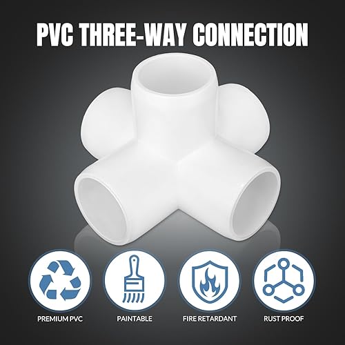 Miniatura 55 de Paquete de 12 accesorios de tubería de PVC de 3/4 pulgadas de 90 grados, conectores de tubería de PVC de grado recto de 2 vías para muebles, 2 vías