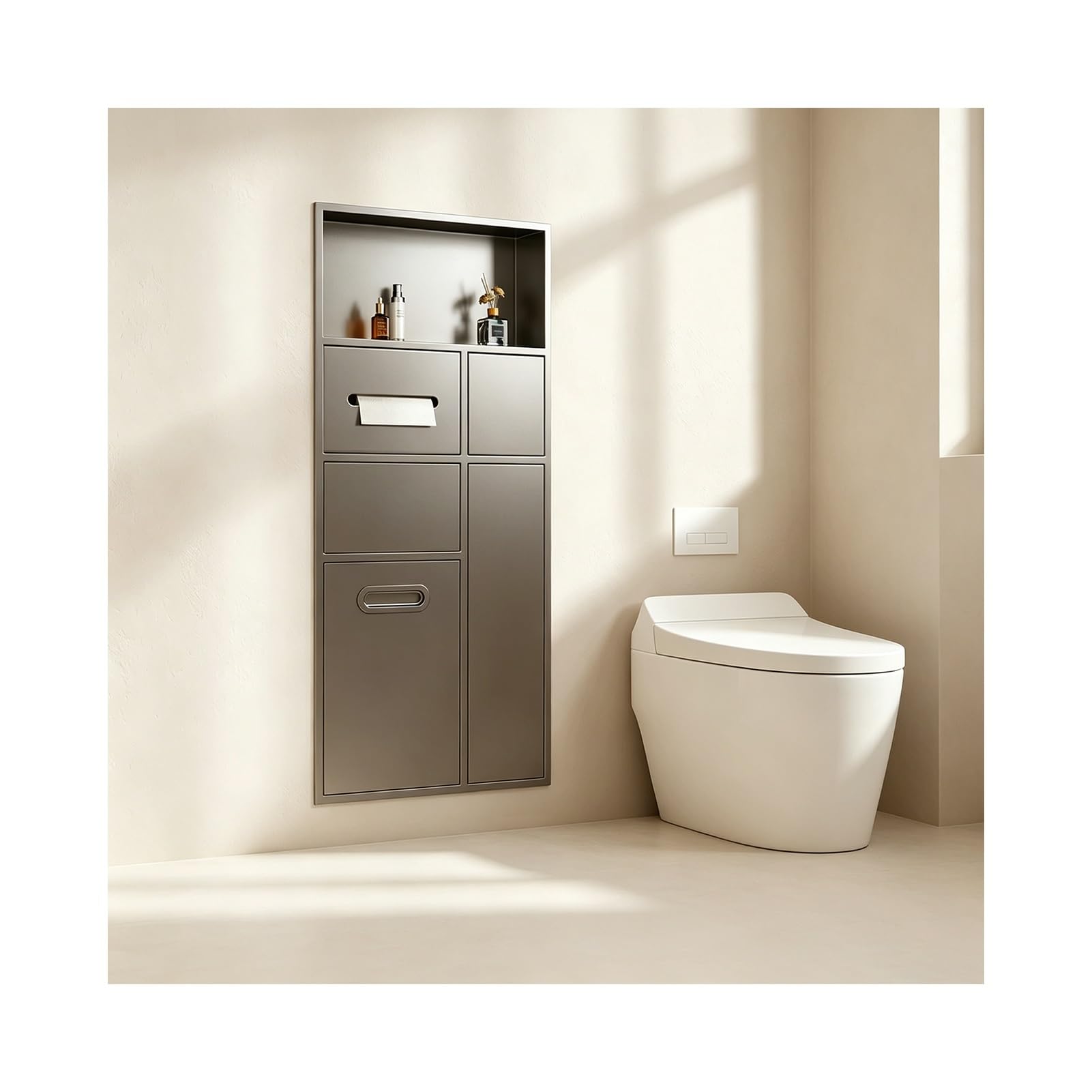Recessed Toilet Niche, Bathroom Trash Can Niche for Bathroom