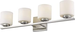Emliviar 4-Light Bathroom Vanity Light Fixture, Brushed Nickel Finish with White Frosted Glass Shade, 21002-4B - coolthings.us