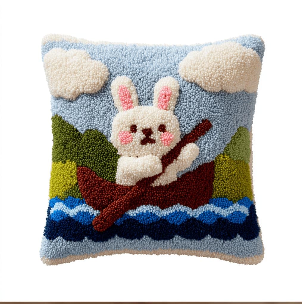 Kitquiver Latch Hook Kits Donkey for Adults,Rabbit DIY Latch Hook Cushion Kits and Latch Rug Kits Cross-Stitch Embroidery Cushion Cover for Home Sofa Decoration 17X17 in