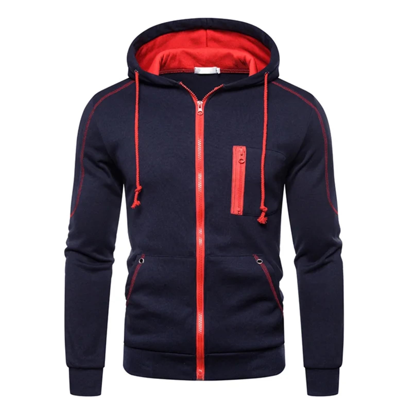 Felpa con cappuccio da uomo Casual Slim Zipper Cardigan con cappuccio da uomo tinta unita a maniche lunghe felpe con cappuccio Hip Hop Streetwear