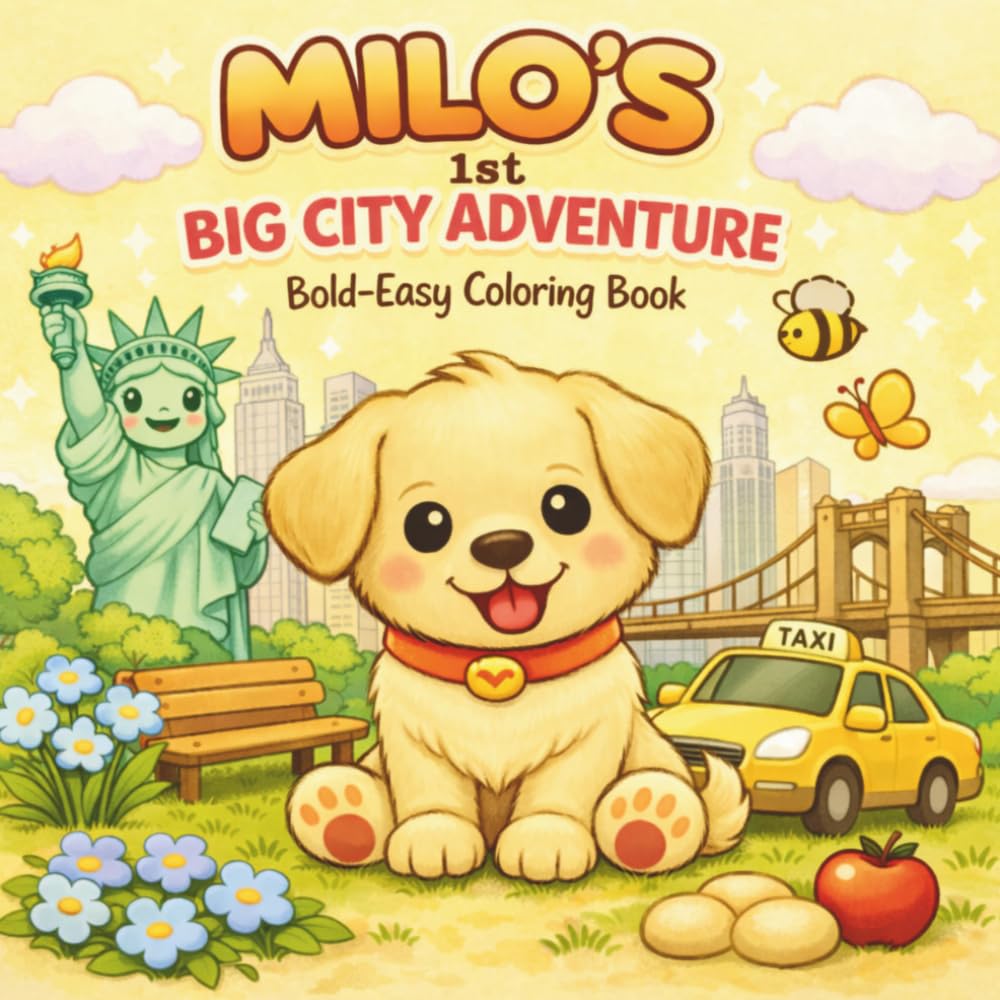 Little Milo’s Big Adventures. MILO'S FIRST BIG CITY ADVENTURE: A Bold and Easy Kawaii Coloring Book for Kids and Toddlers