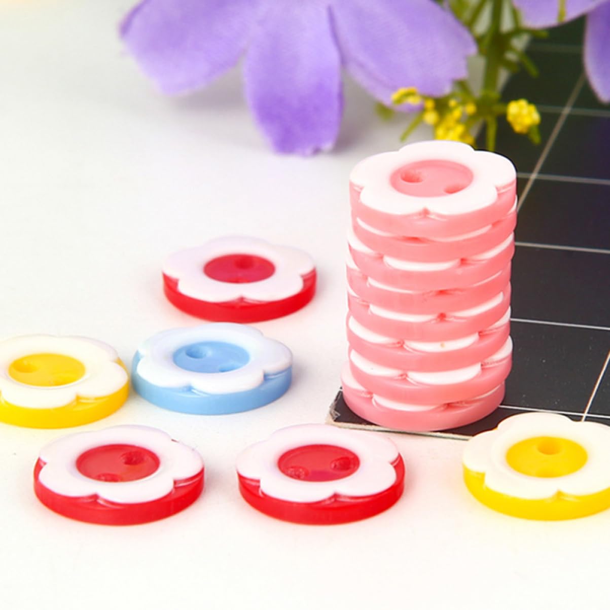 Guziki z żywicy do rękodzieła, 40 szt. Ozdobne guziki Wystrój retro drewniany plastikowy Plastikowy zapięcie do szycia