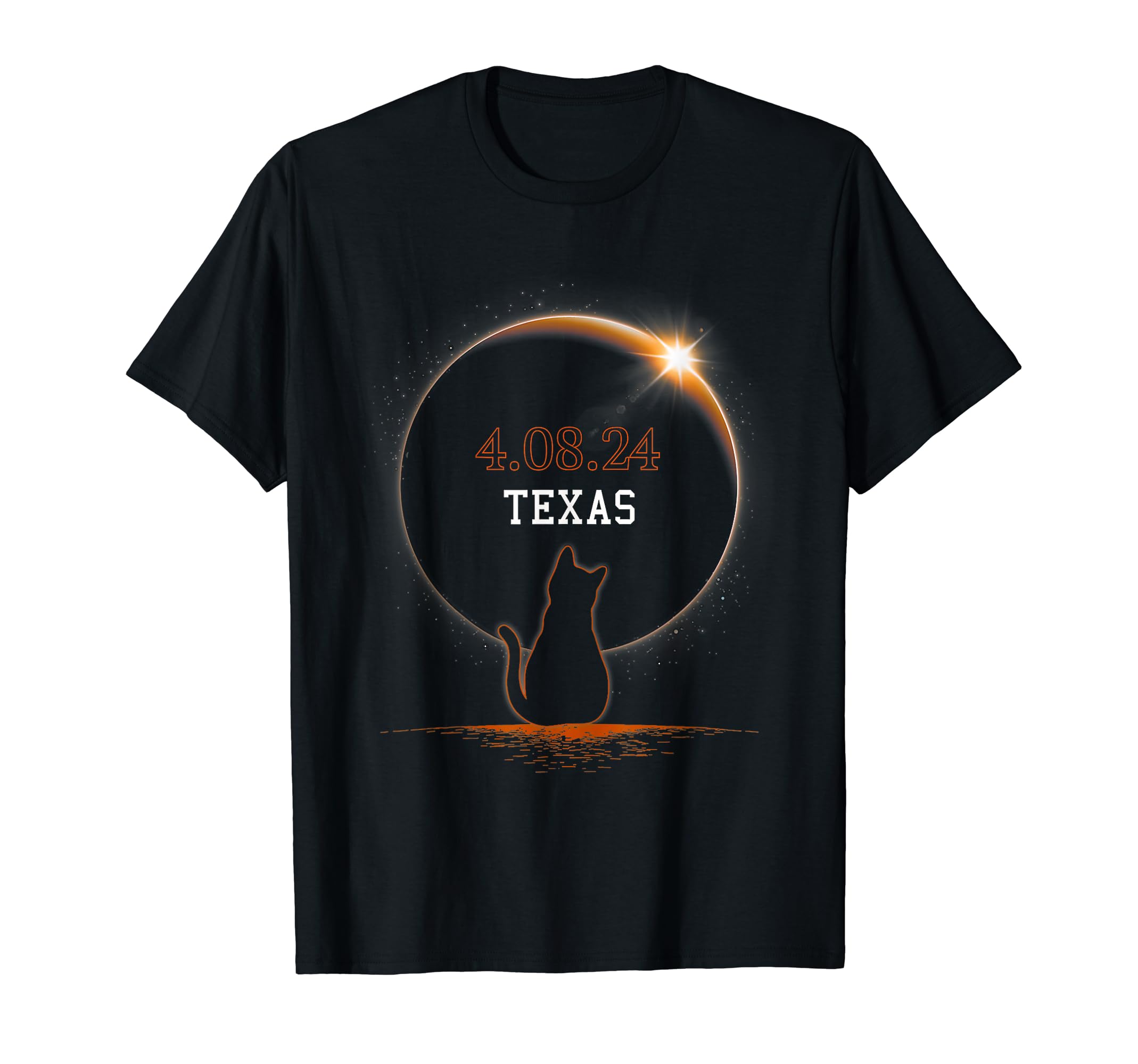 Total Solar Eclipse 2024 State Texas Cat Total Solar Eclipse T-Shirt