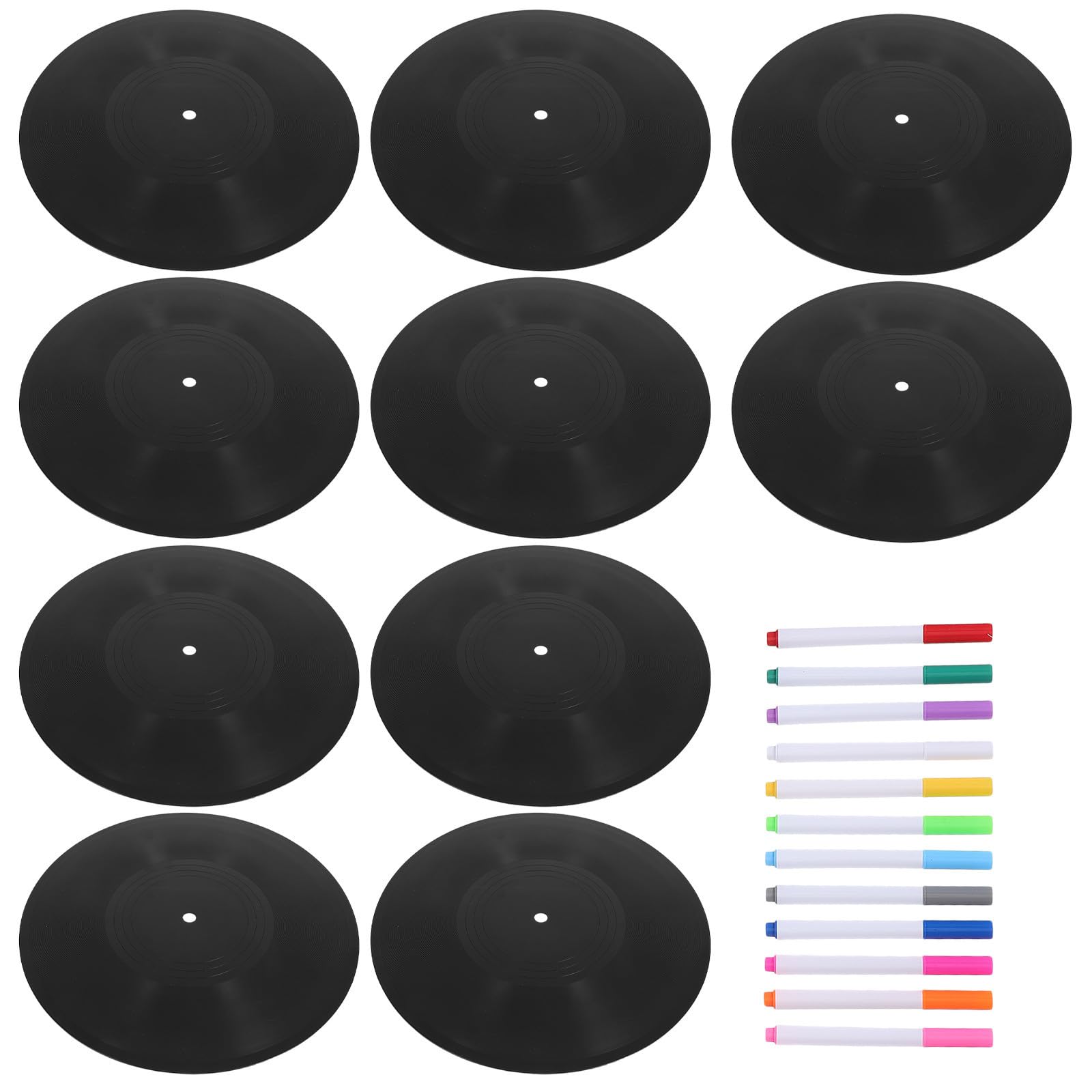GLEAVI Disco de Vinilo Retro Negro de Plástico para DIY con Marcadores Incluidos, Ideal para Guestbook Alternatives y Decoración de Pared