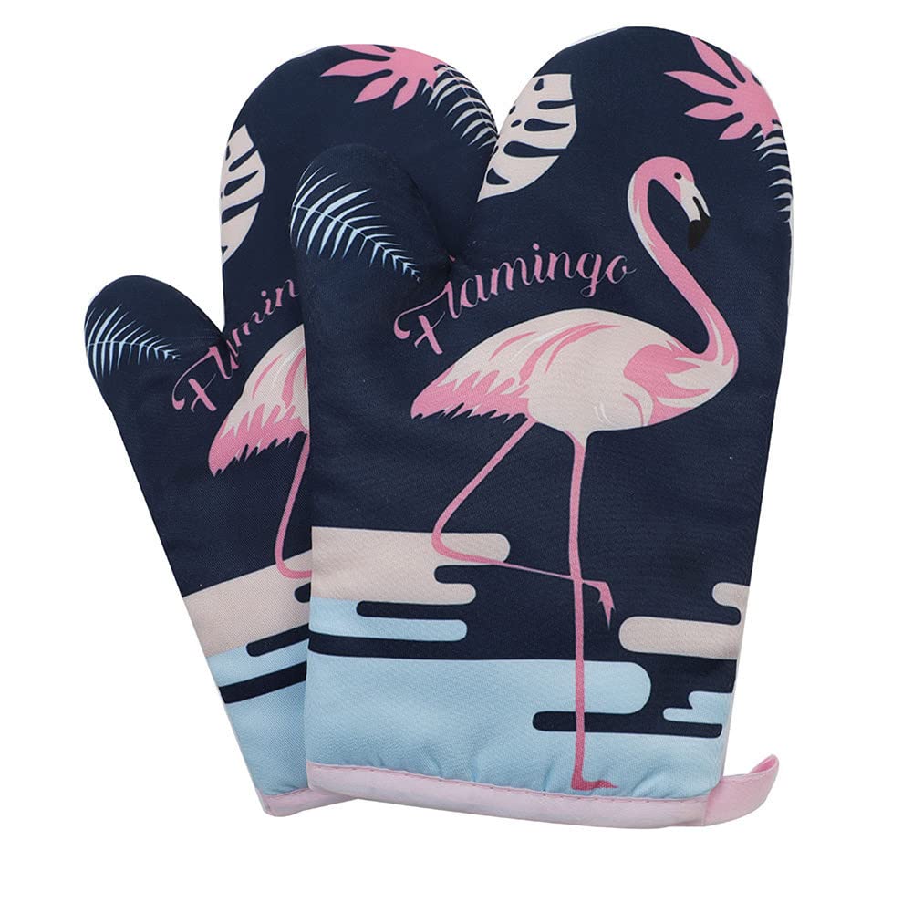 DOTBUY-SHOP Oven Gloves Heat Resistant Non Slip Oven Mitts Barbecue Microwave Gauntlet for Home Kitchen Pot Holder Grilling Cooking Baking BBQ (2pcs,Dark Blue)