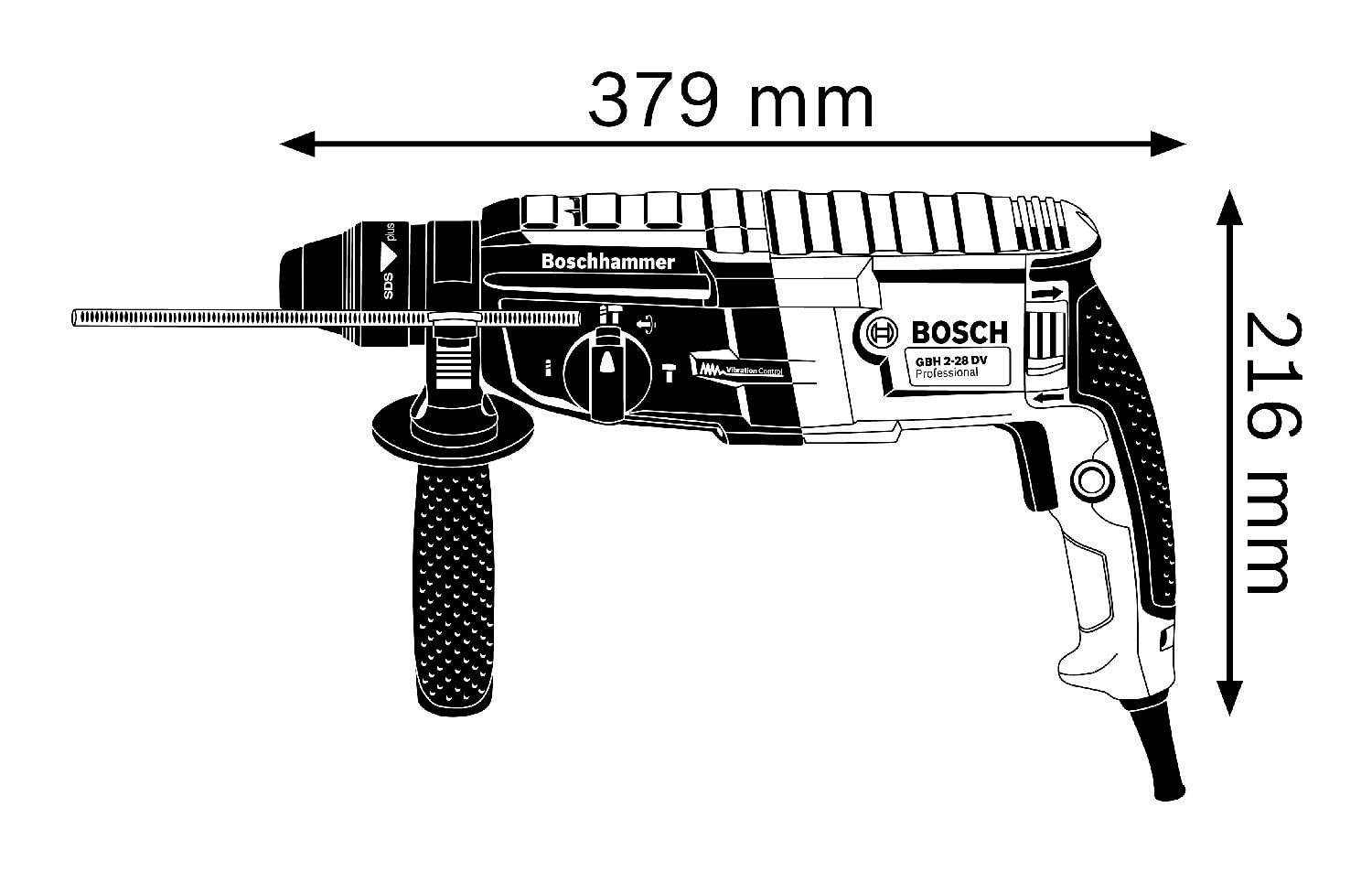 Bosch Professional GBH 2-28 Martello Perforatore, Mandrino SDS-Plus, 880 W, Foro Calcestruzzo 28 mm, in Valigetta