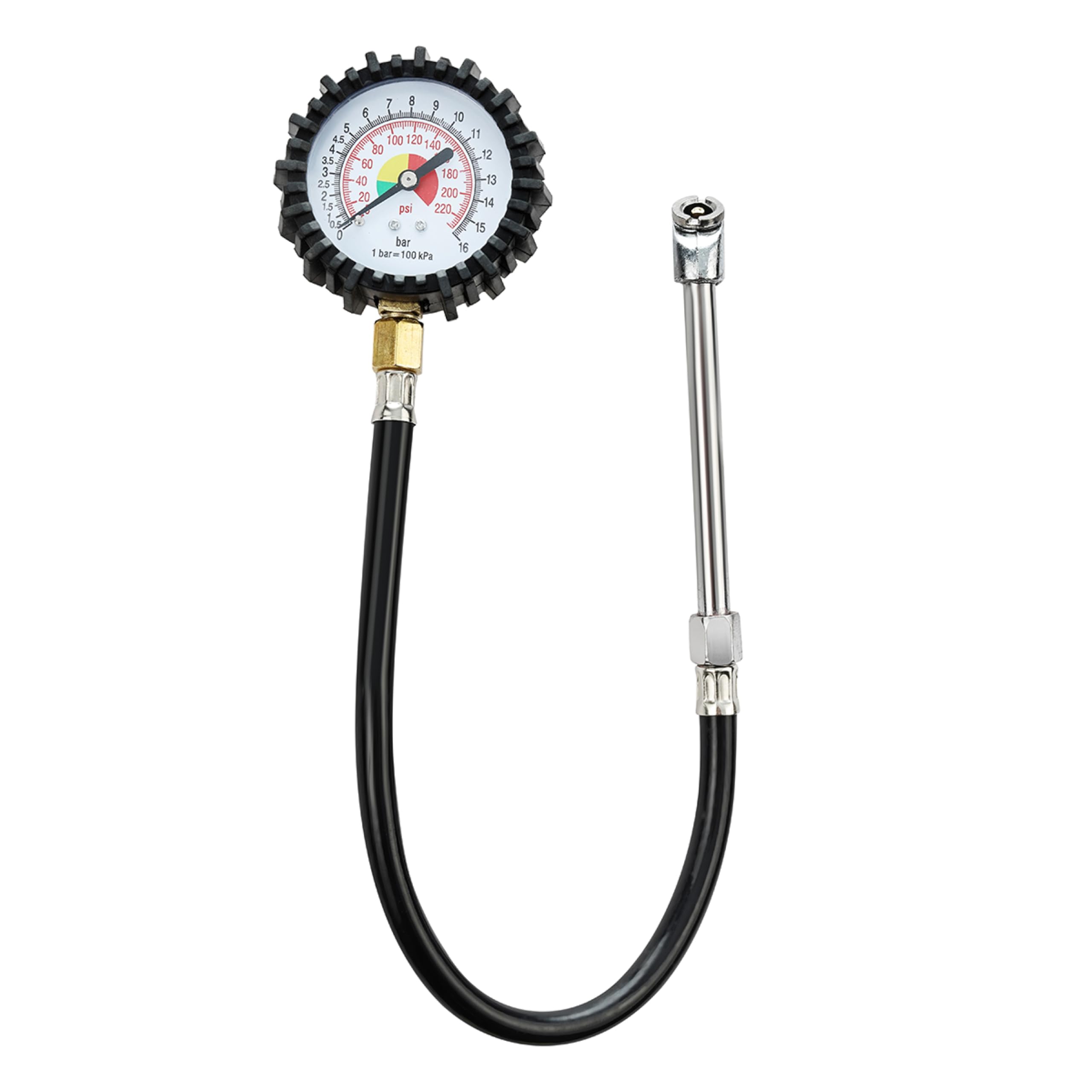 Lawazim Tire Pressure Gauge with Pole - High-Accuracy Dual-Scale Tyre Pressure Reader with Rubber Hose and Chuck- for Accurate Tire Inflation and Vehicle Maintenance for Cars, Trucks, and Motorcycles
