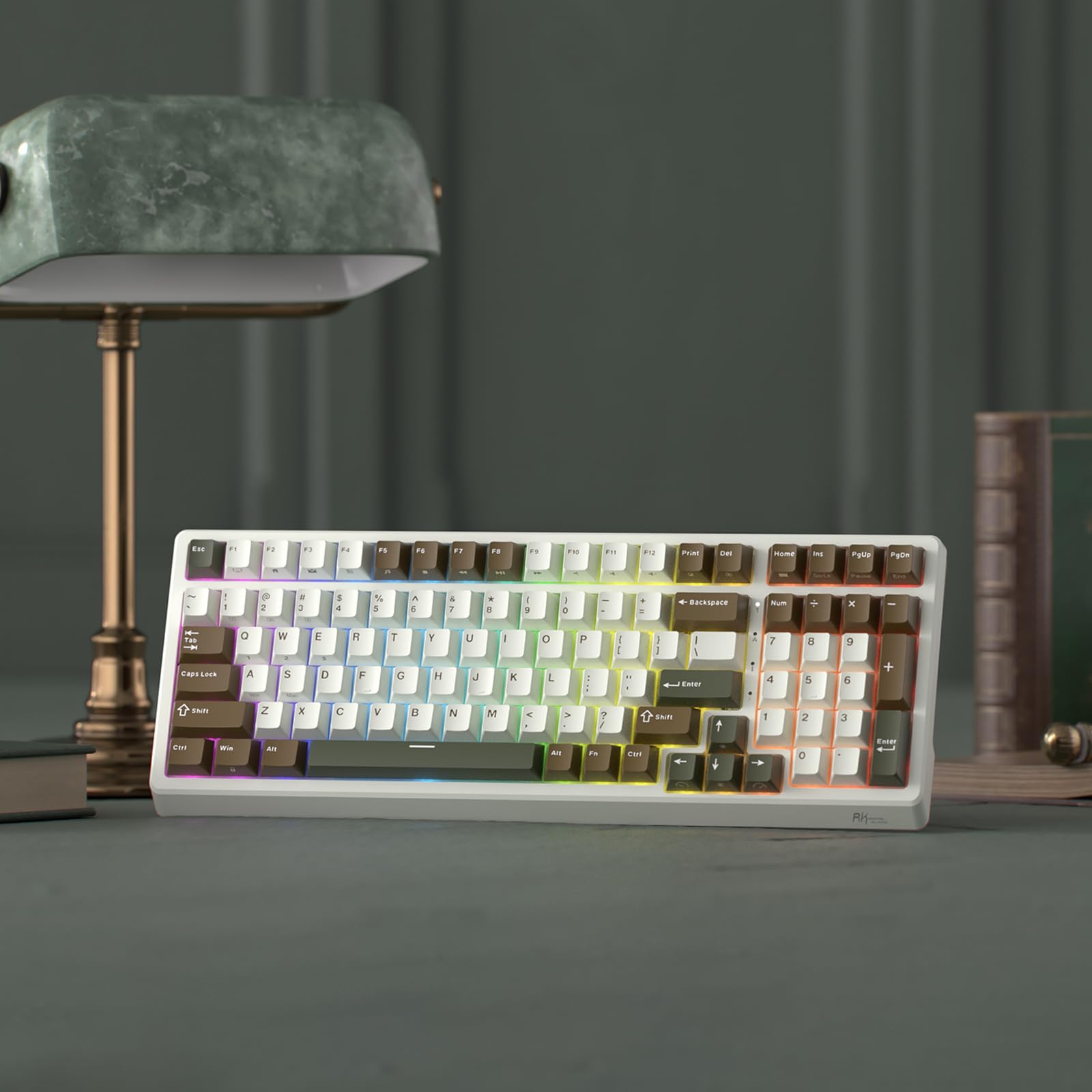 RK ROYAL KLUDGE Teclado mecánico inalámbrico F99 con almohadilla numérica, trimodo intercambiable en caliente 95% 100 teclas, teclado para juegos BT/2.4G/USB-C, teclado retroiluminado RGB para juegos