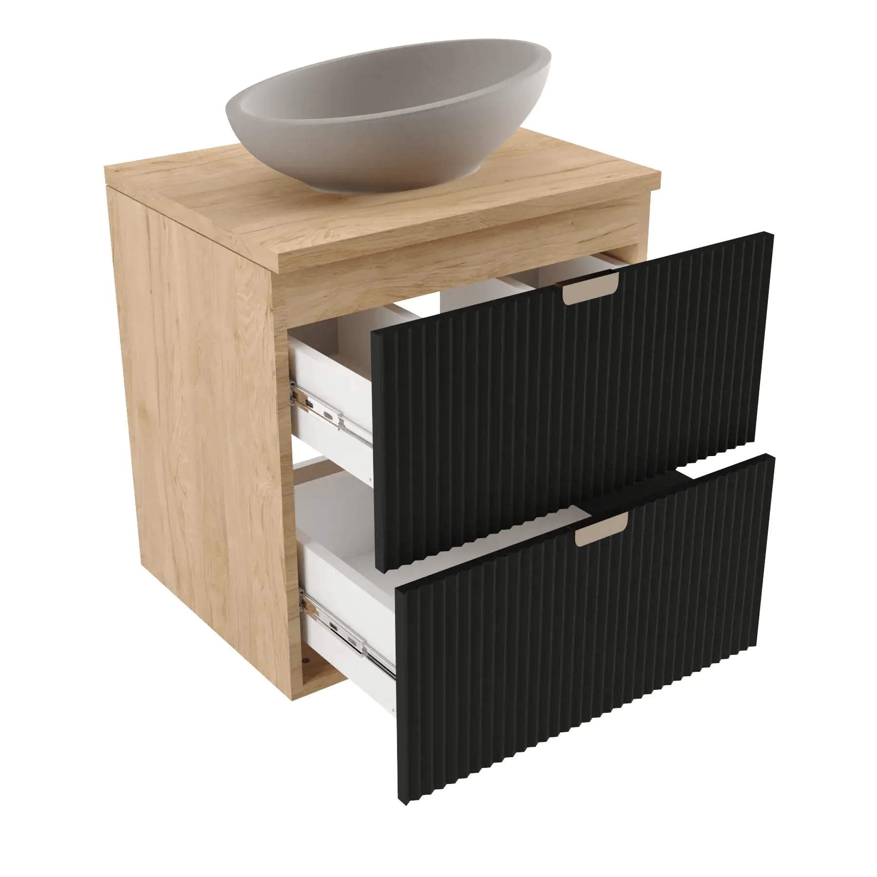 WENA Möbel Waschbeckenunterschrank 140cm - 4 Schubladen Soft-Close Weiß