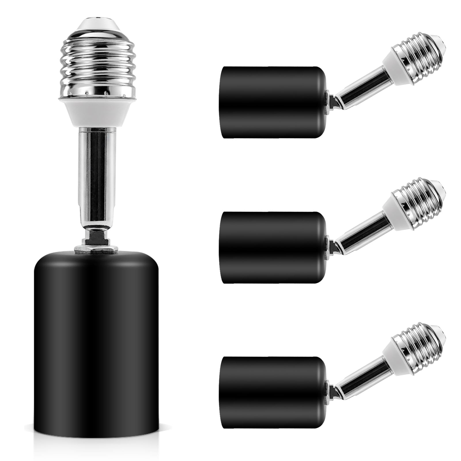Ceramic Light Bulb Socket Extender, Heat-Resistant E26/E27 Light Socket Adapter with 4.5 Inch Extension for Camera, Lamp, Vertical 180° & Horizontal