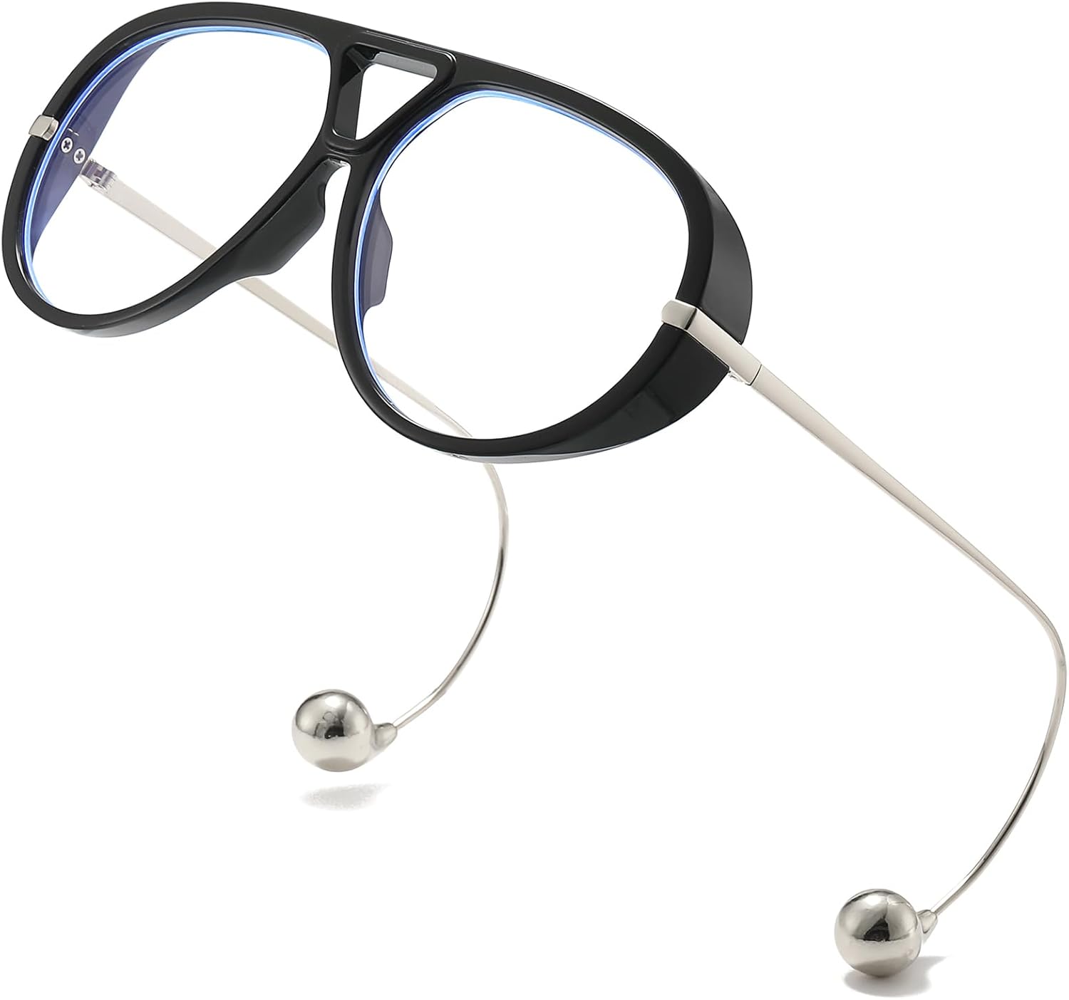 SODQW Oversized Aviator Blue Light Blocking Glasses Women with Earring Trendy Large Big Double Bridge Designer Eyewear