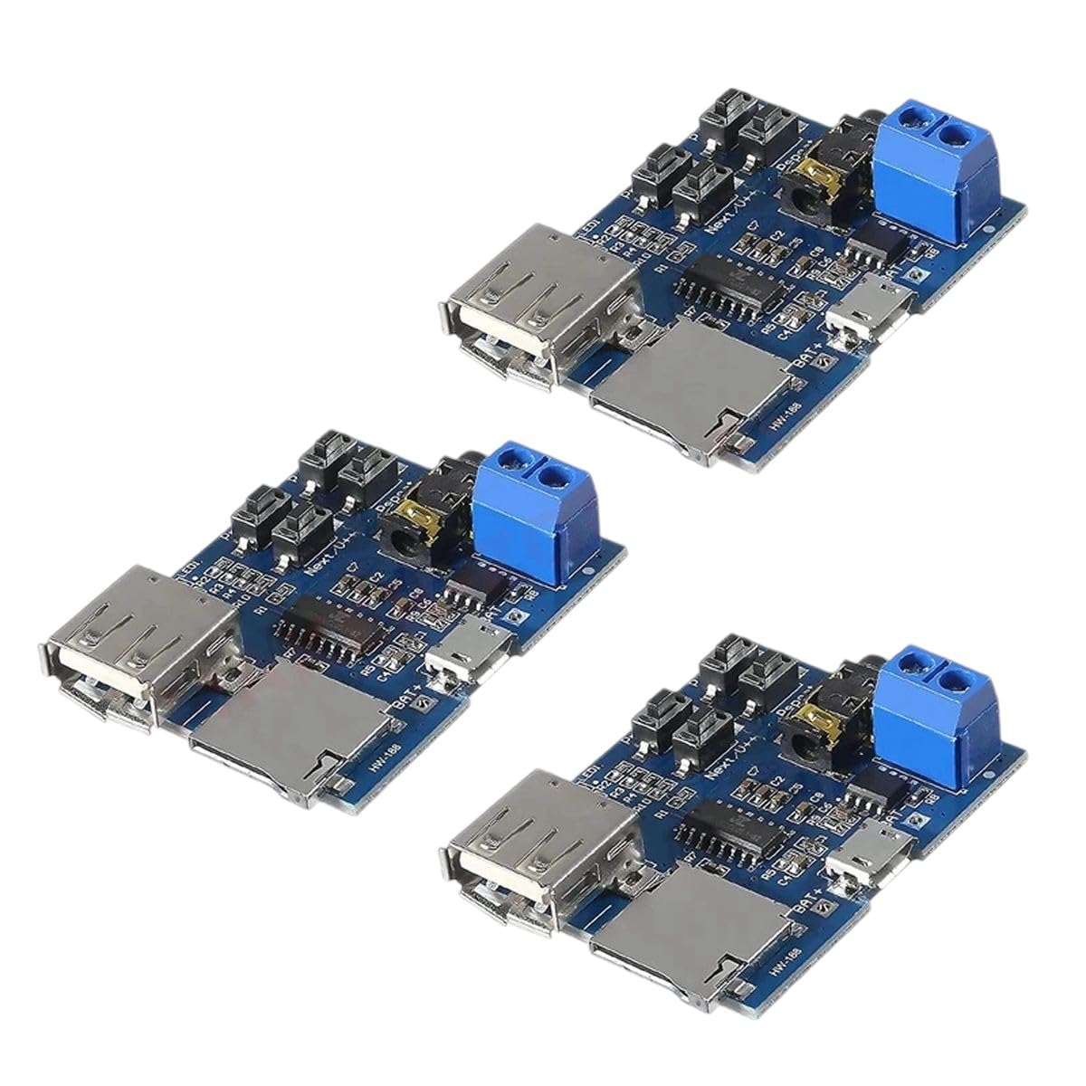 3pcs MP3 Lossless Decoder Player Module with Audio Amplifier Audio Decoding Player Module MP3 Decoder Board Support TF Card USB