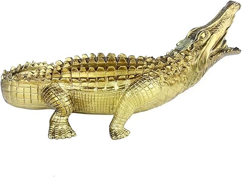 Miniatura 4 de BRASSTAR Estatua de cocodrilo de latón 9.8 "(H) escultura oriental egipcia adorno de jardín artesanal cocodrilo regalo colección PTZY013