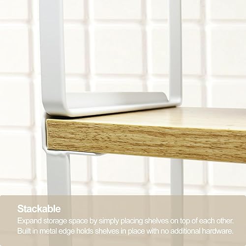 Miniatura 8 de Mitus Organizador y almacenamiento de estantes, estante de madera escalonada para encimera de cocina, encimera de baño, armario de despensa,