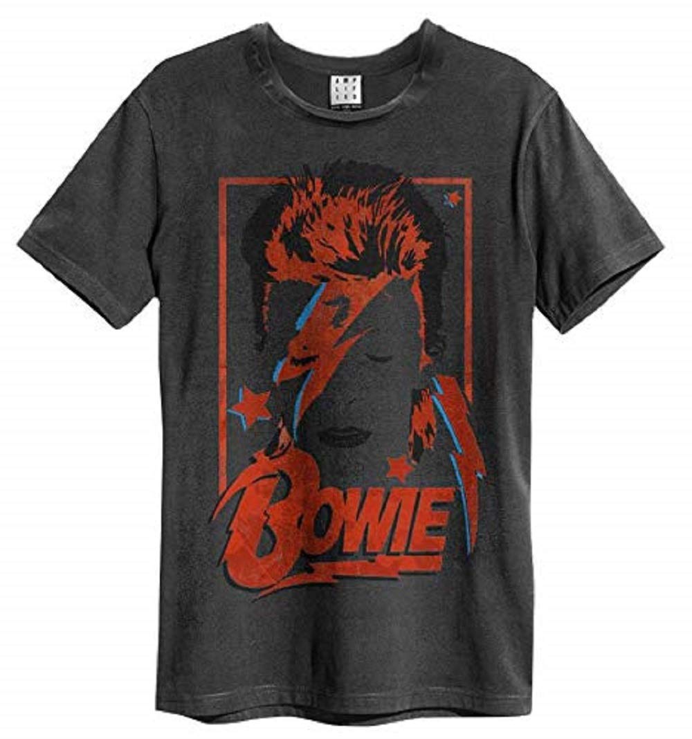 Amplified David Bowie Aladdin Sane Mens T-Shirt (XX-Large) Charcoal