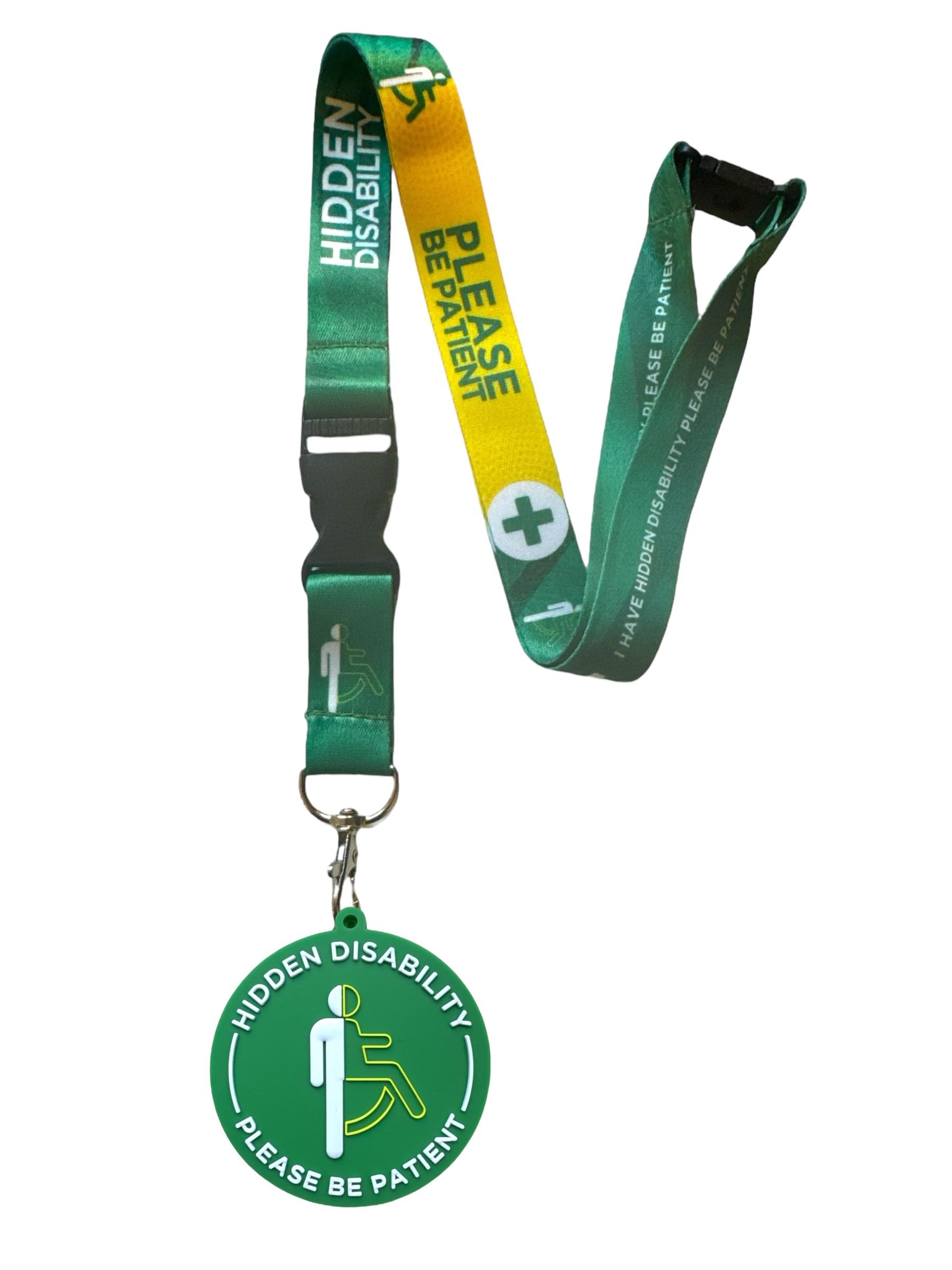 PAC Supplies Global Hidden Disability Lanyard & 3D Visual Awareness Disc Tag, Please Be Patient With Me (1)