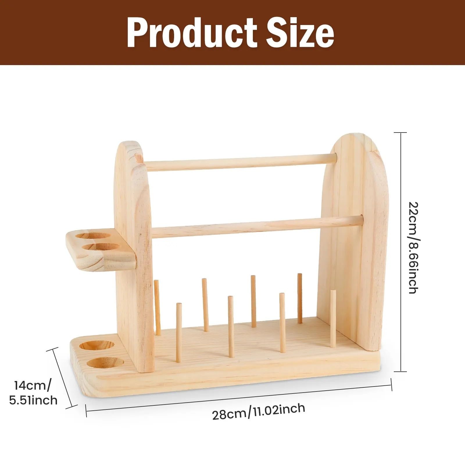 Soporte for hilo for ganchillo, estante for de madera, práctico dispensador bolas, Spinner fácil montar para Hilo de Lana