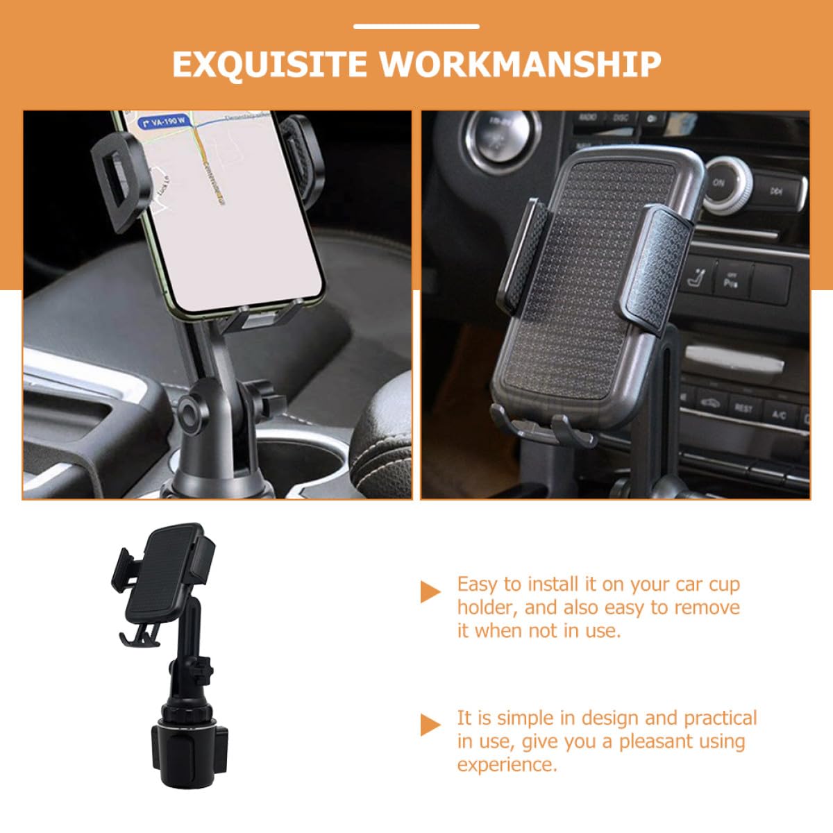 Cabilock Soporte para Teléfono Móvil Ajustable Portavasos Expandible para Coche y Camión Soporte para Vehículo Compatible Portavasos Práctico para Conducción Segura