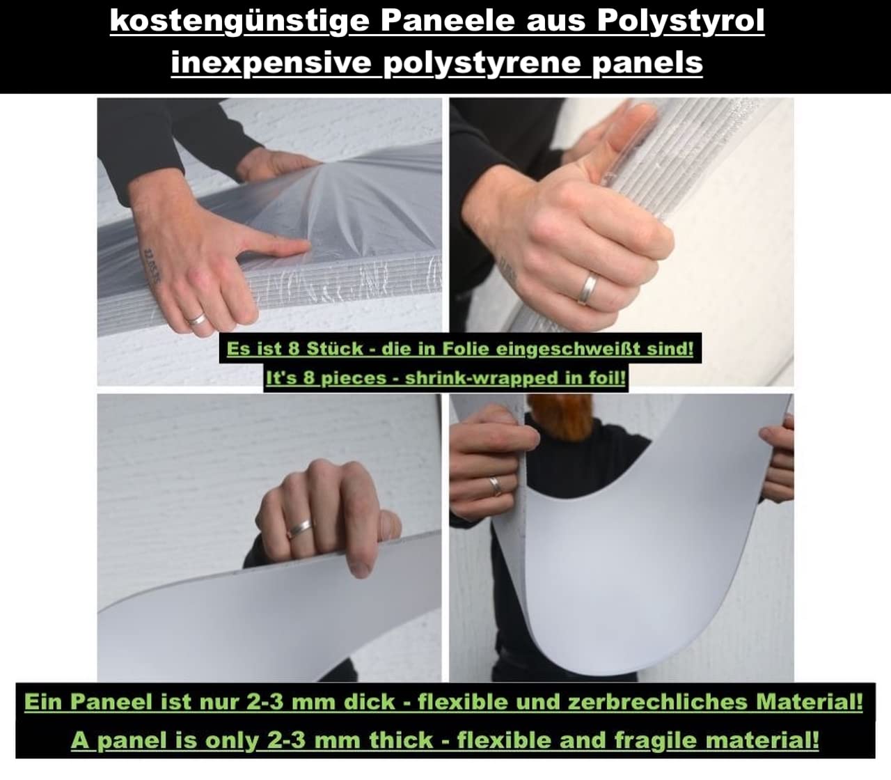 betonlook panelen van polystyreen, 100x50cm plafondpanelen, wandpanelen