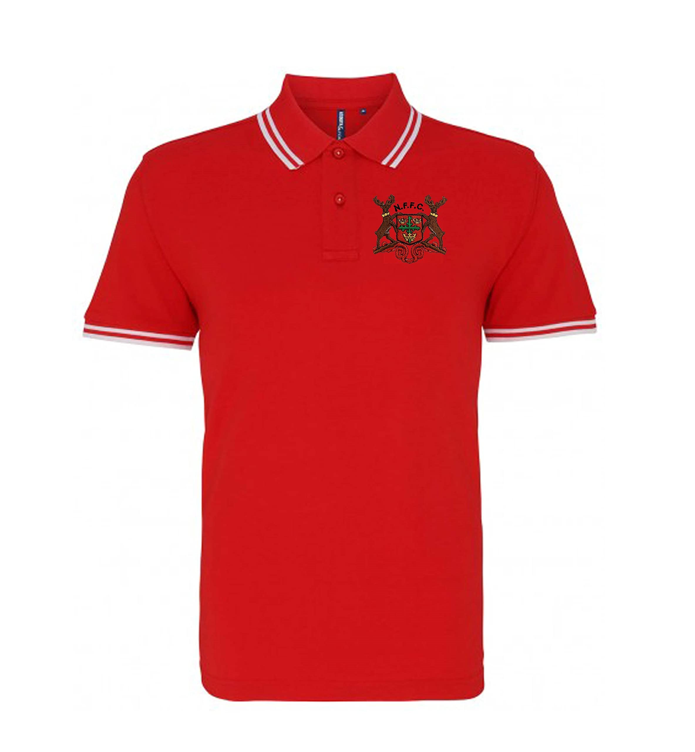 Nottingham for. 1960-1970s Retro Football Iconic Polo Embroidered Logo