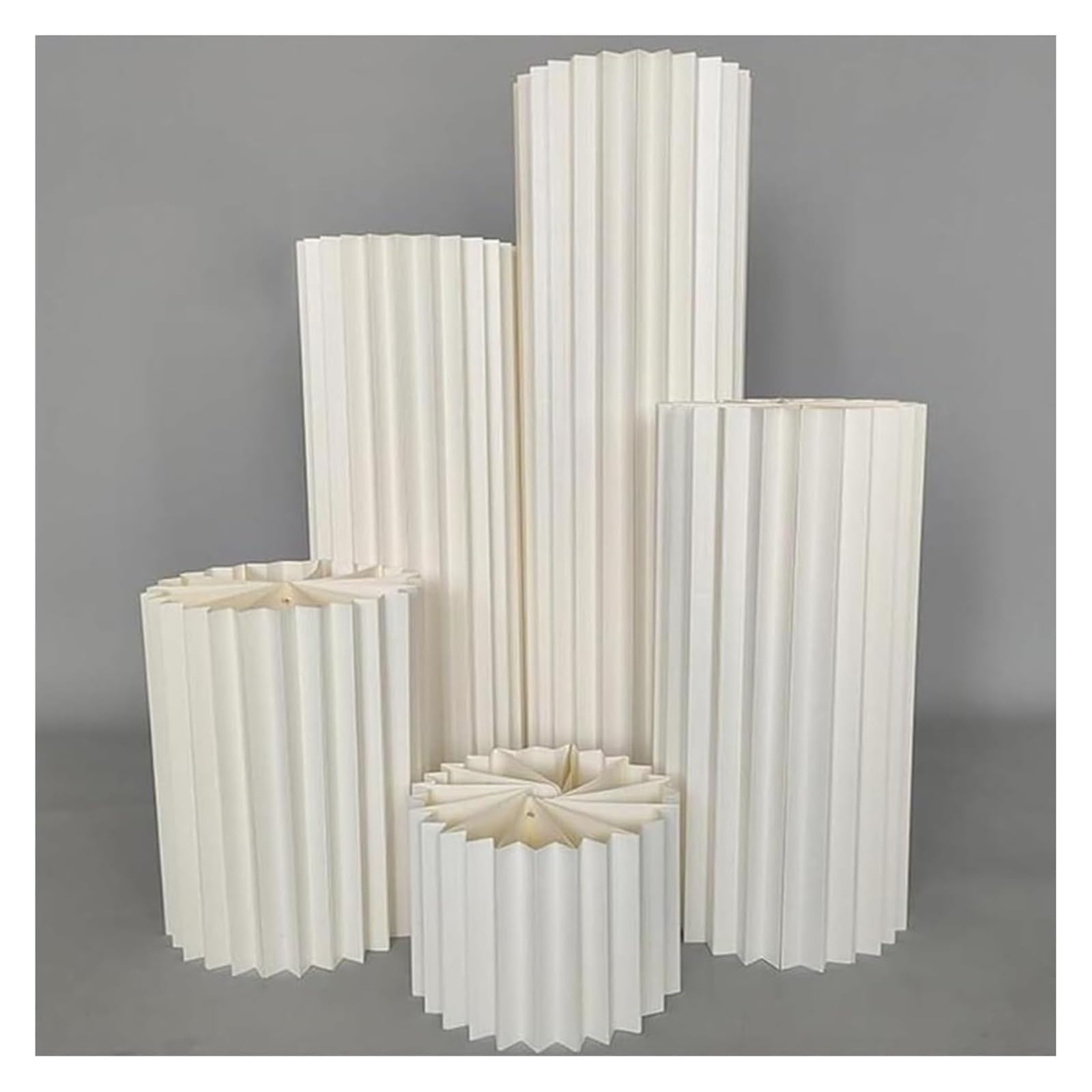 nxjaSDH Foldable paper column display stand, 5PCS Round Cylinder Stands For Party Wedding Centerpieces Cardboard Vases,Foldable Display Paper Columns(Wit,30cm)