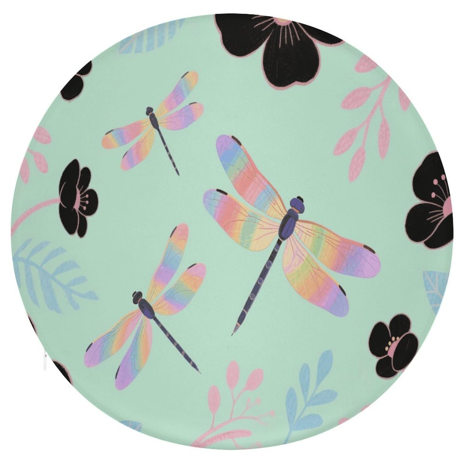 VstaDank Dragonfly Cushions Memory Non Slip Car Seat Cushions Dining Chairs Cushion Indoo Dining Room Round Chair Pads with Zipper and Removable Cover Cushion