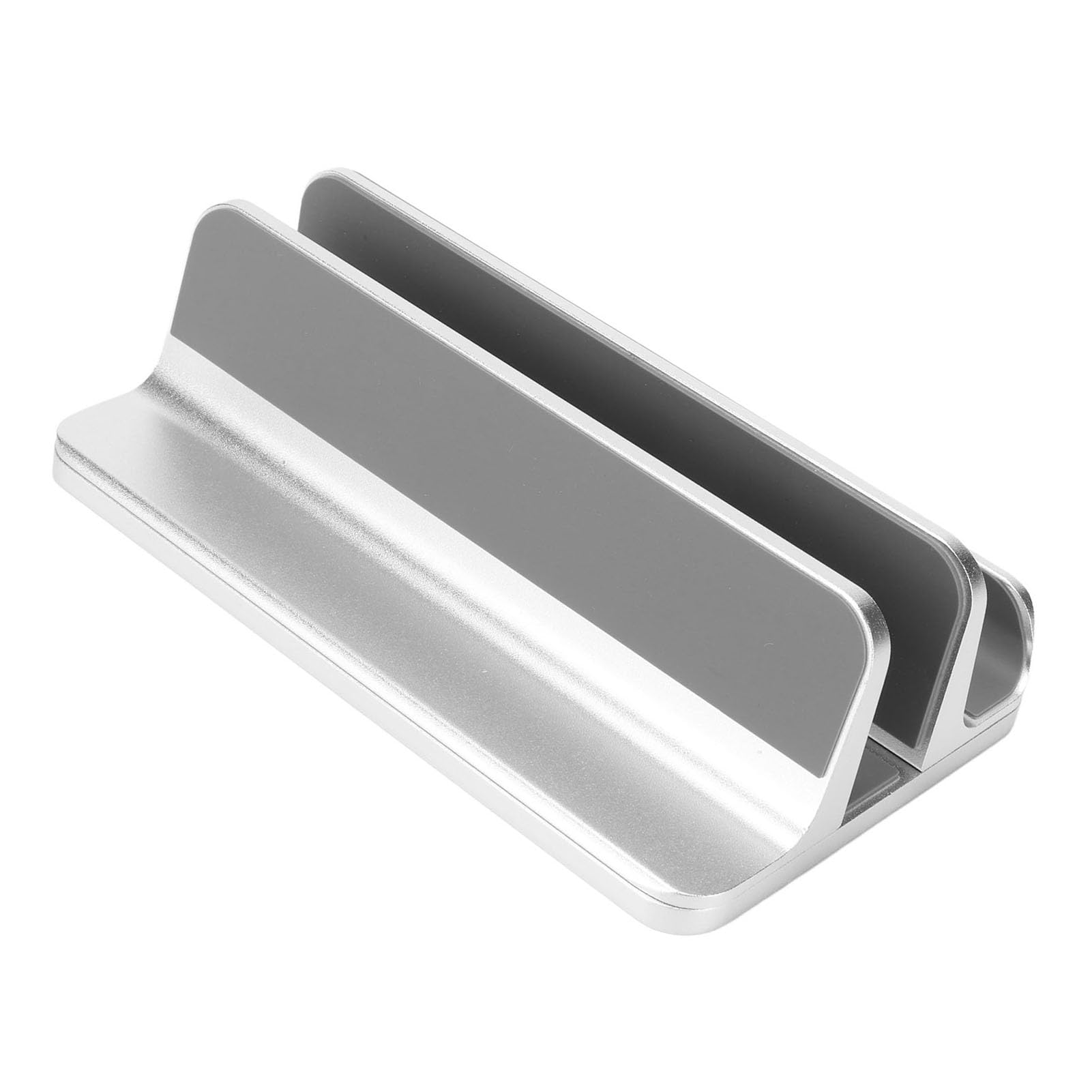 Supporto verticale per laptop Supporto in lega di alluminio con cuscinetti in silicone e base regolabile per l'organizzazione della scrivania di casa e ufficio Argentato