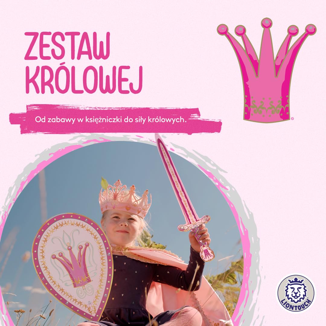 Liontouch - Queen Pink zestaw do zabawy dla dziewczynek - dla dzieci w wieku 3-6 lat | różowy miecz z pianki i tarcza w błyszczącym średniowiecznym stylu | bezpieczne i trwałe akcesoria do
