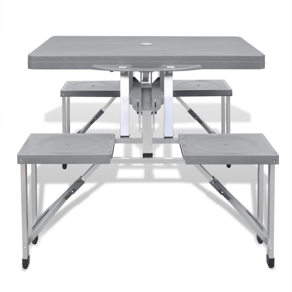 vidaXL Ensemble de Table Pliable de Camping avec 4 tabourets Aluminium