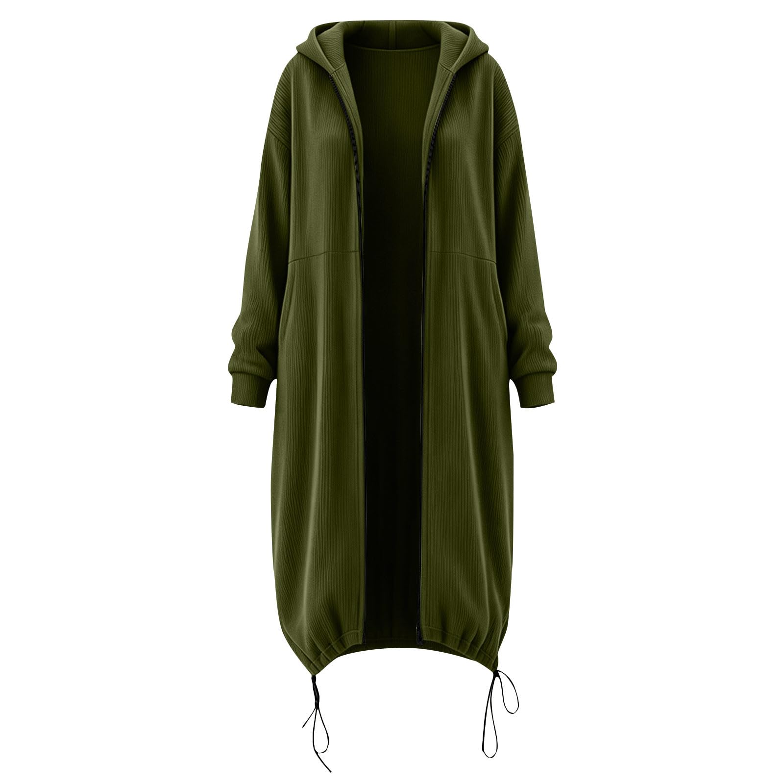 Sweatjacke Damen Lang Kordjacke Kapuzenpullover Sweatshirt Jacke Windjacke