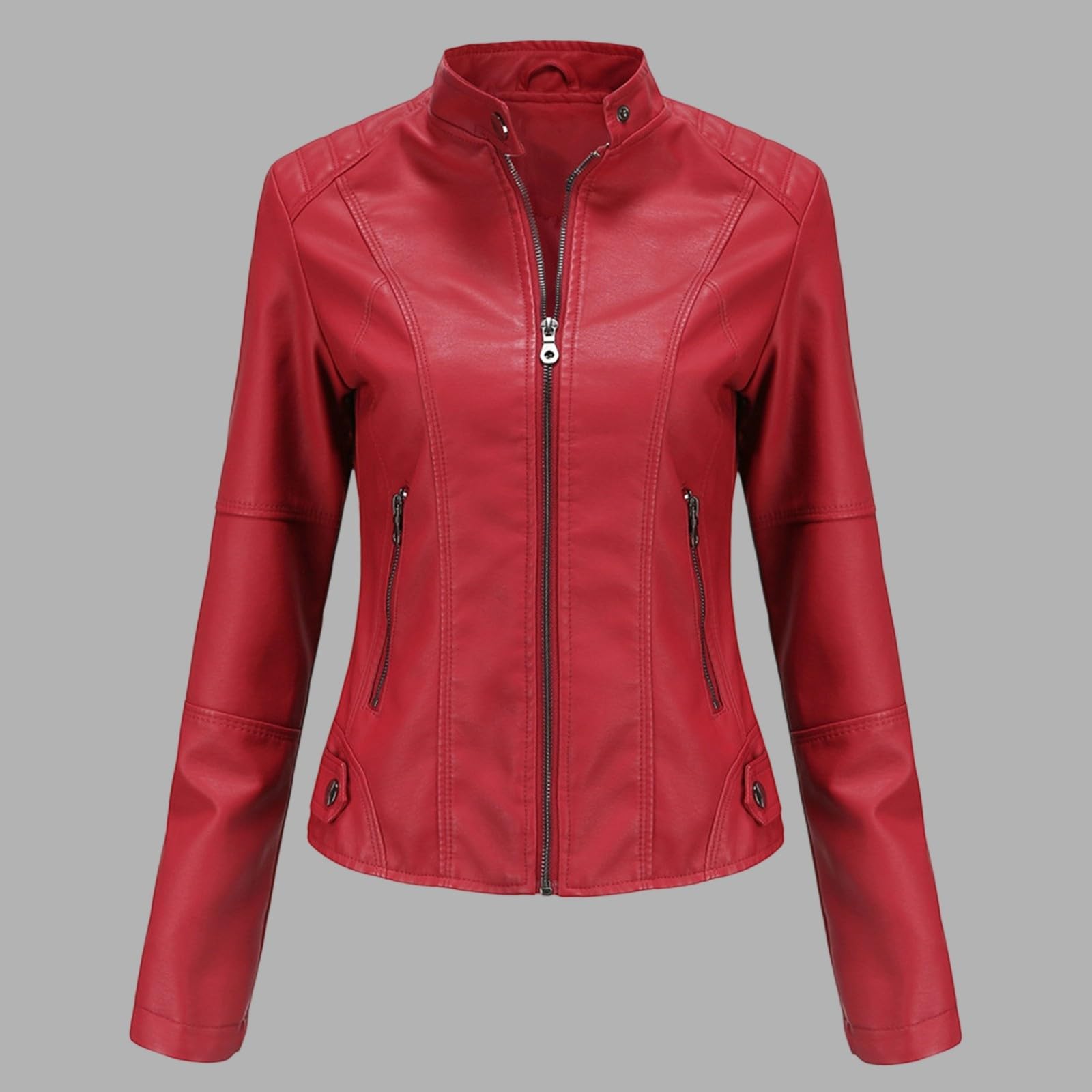 Generisch Jacke Frühling Damen, Lederjacke Kurze Kunstlederjacke Oversize Leather Jacket Woman Übergangsjacke Leichte Bikerjacke Kunstleder Lederimitat Jacke Frühling Leder Jacken Damenjacke Motorrad