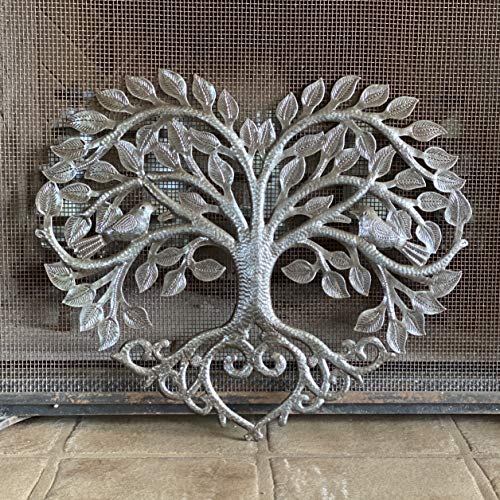 Heart Shaped Tree Of Life Decor, Metal Wall Hanging Artwork, Handmade In Haiti, Celtic Family 17 X 16 Inches #TOP3