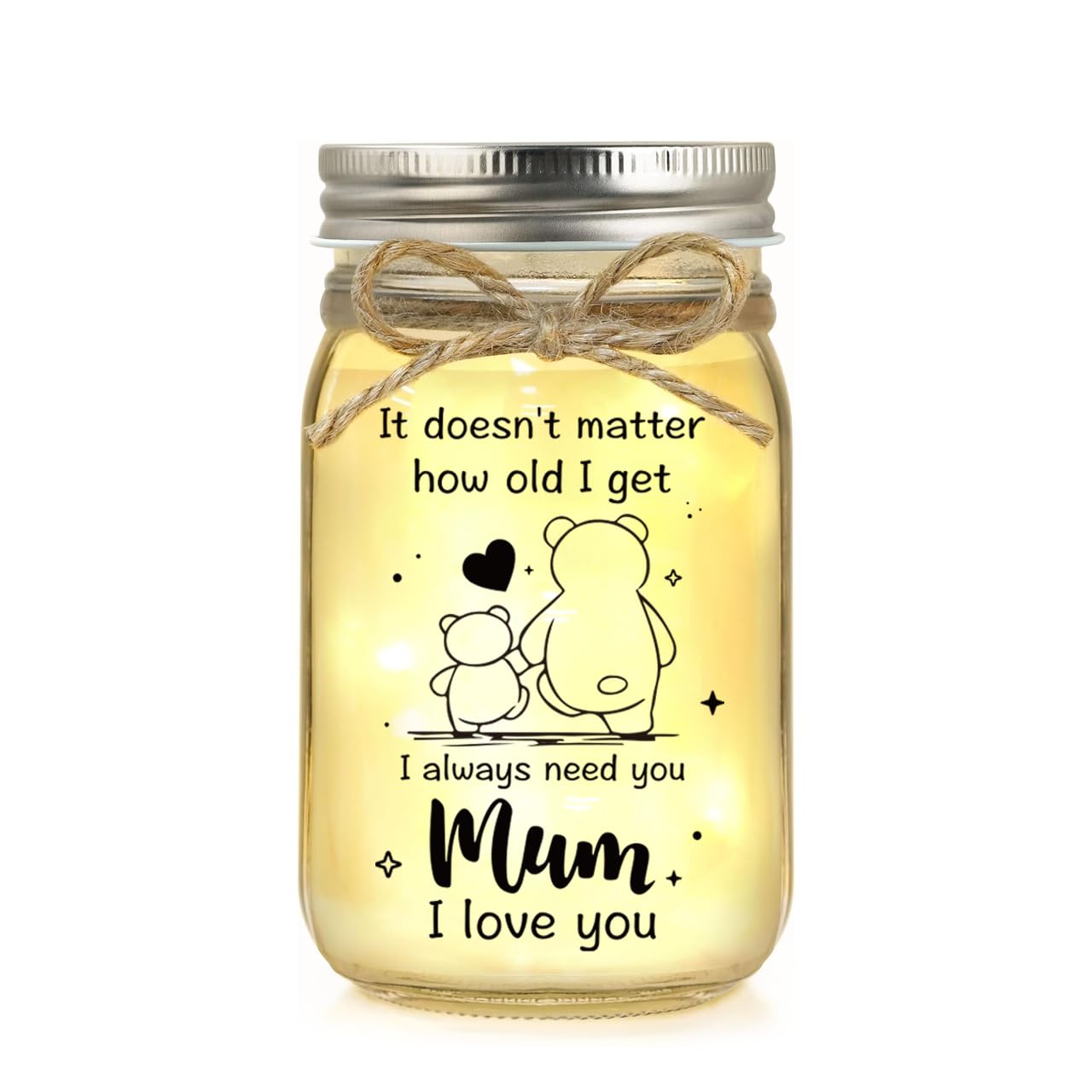 XIZIDA Birthday Gifts for Mum, Mason Jar Night Lights Birthday Gift for Mums from Daughter Son, Presents for Mum on Mothers Day Christmas