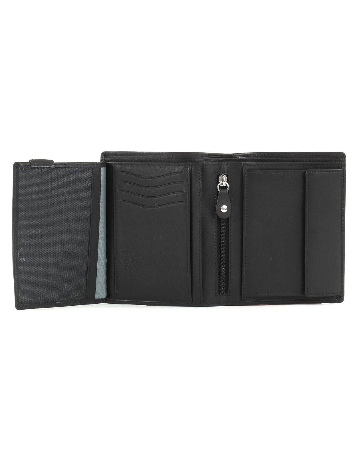 bugatti Vertice Leder Herren Portemonnaie, Wallet Geldbörse, Schwarz