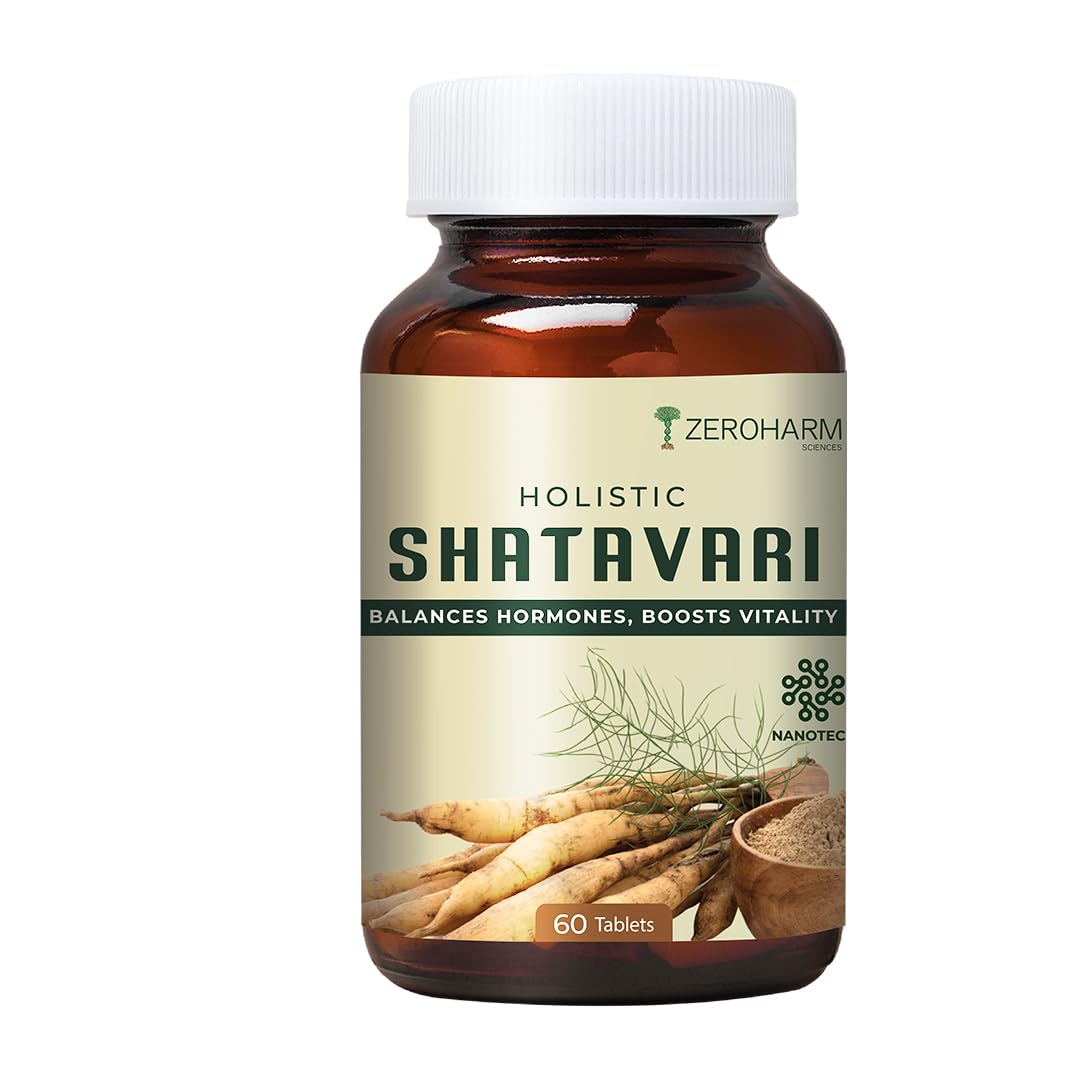 ZEROHARM Holistic Shatavari | Supports Lactation (Breast Milk), Hormonal Balance, Reproductive Health, Immunity & Stress Relief | Ayurvedic Wellness for Women | Nano Formulated 60 Veg Tablets