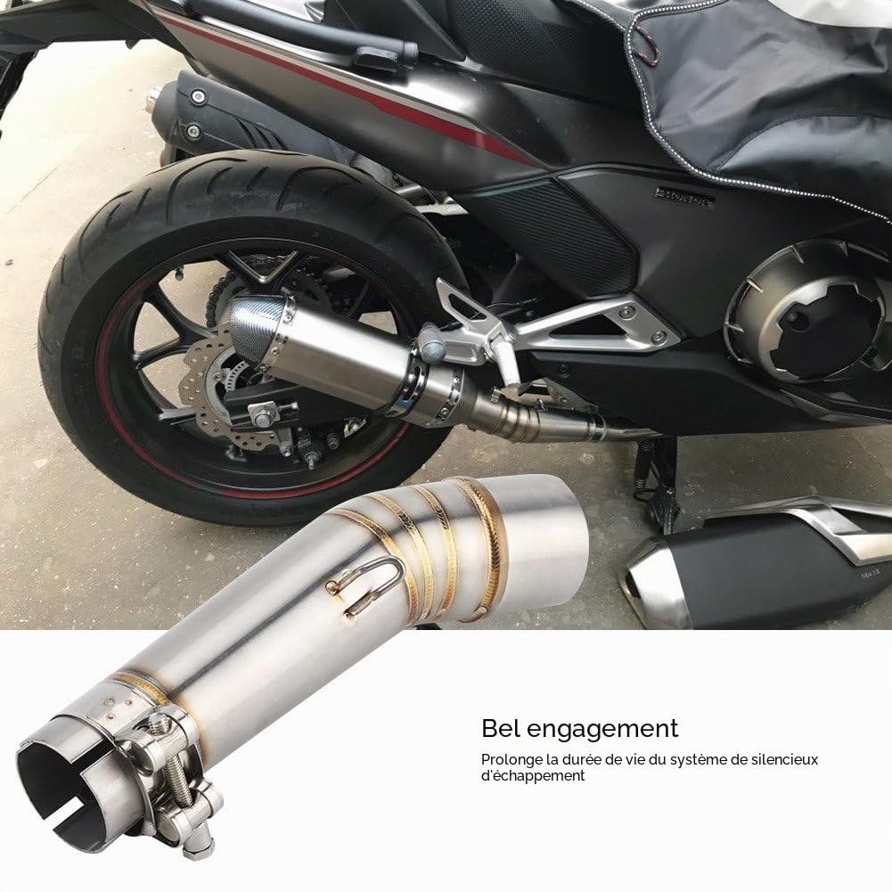 Tuyau d'Échappement Central pour Moto compatible avec NC700X NC750X NC750S NC700S 2012-2017, Acier Inoxydable, 40-43/51mm