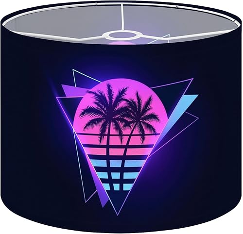 Pantallas de lámpara de 11 x 11 x 9 pulgadas, retrowave synthwave vaporwave estética, vintage, 80 s, color degradado, pantalla de luz para lámparas