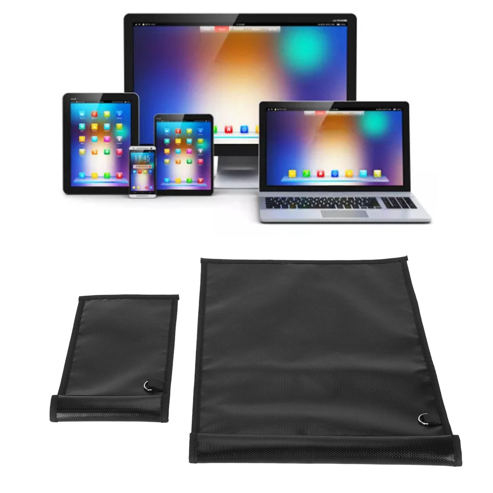 Paquet de 5 Sacs Faraday, Cage de Faraday étanche et Ignifuge, Pochette de Blocage de Signal RFID pour Ordinateur Portable, Tablette, Téléphone, clé de Voiture