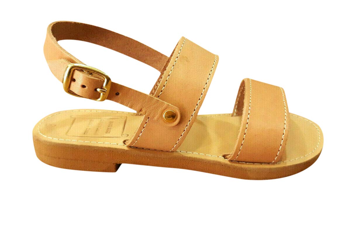 Ancient Greek Style Genuine Leather Sandals AESOP Toddler Baby Roman Spartan Shoes Kids Gladiator Girls Boys Unisex Flat Strappy Natural (9 US Infant)