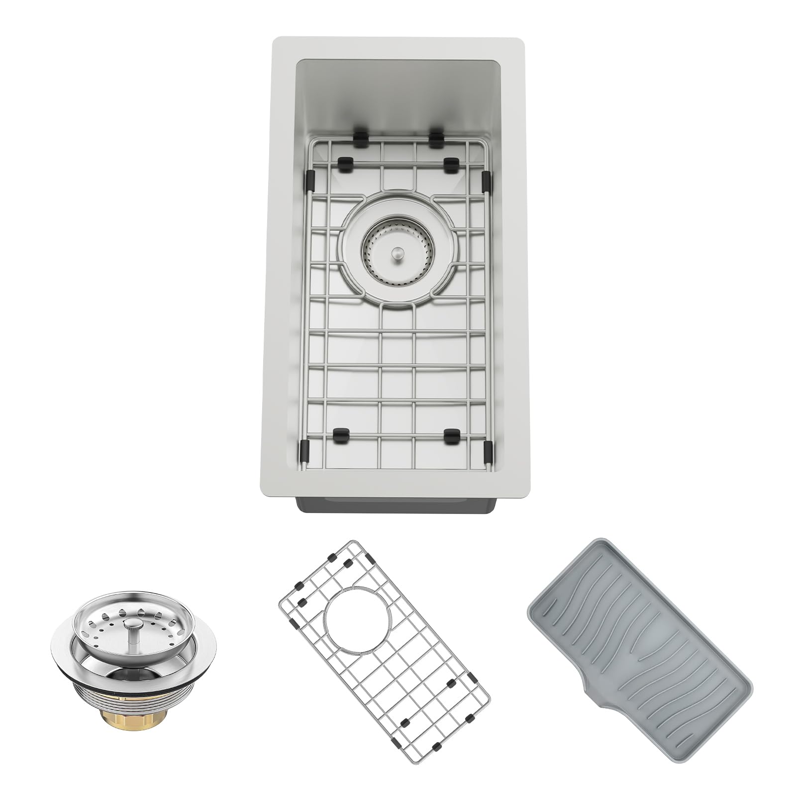 Small Kitchen Sink,10x18 Inch Bar Sink Stainless Steel Drop In Small Bar Sink Ideal Choice For Small Space Nice As Undermount Prep Sink,RV Kitchen Sink With Bottom Grid,Soap Mat And Drain Assembly