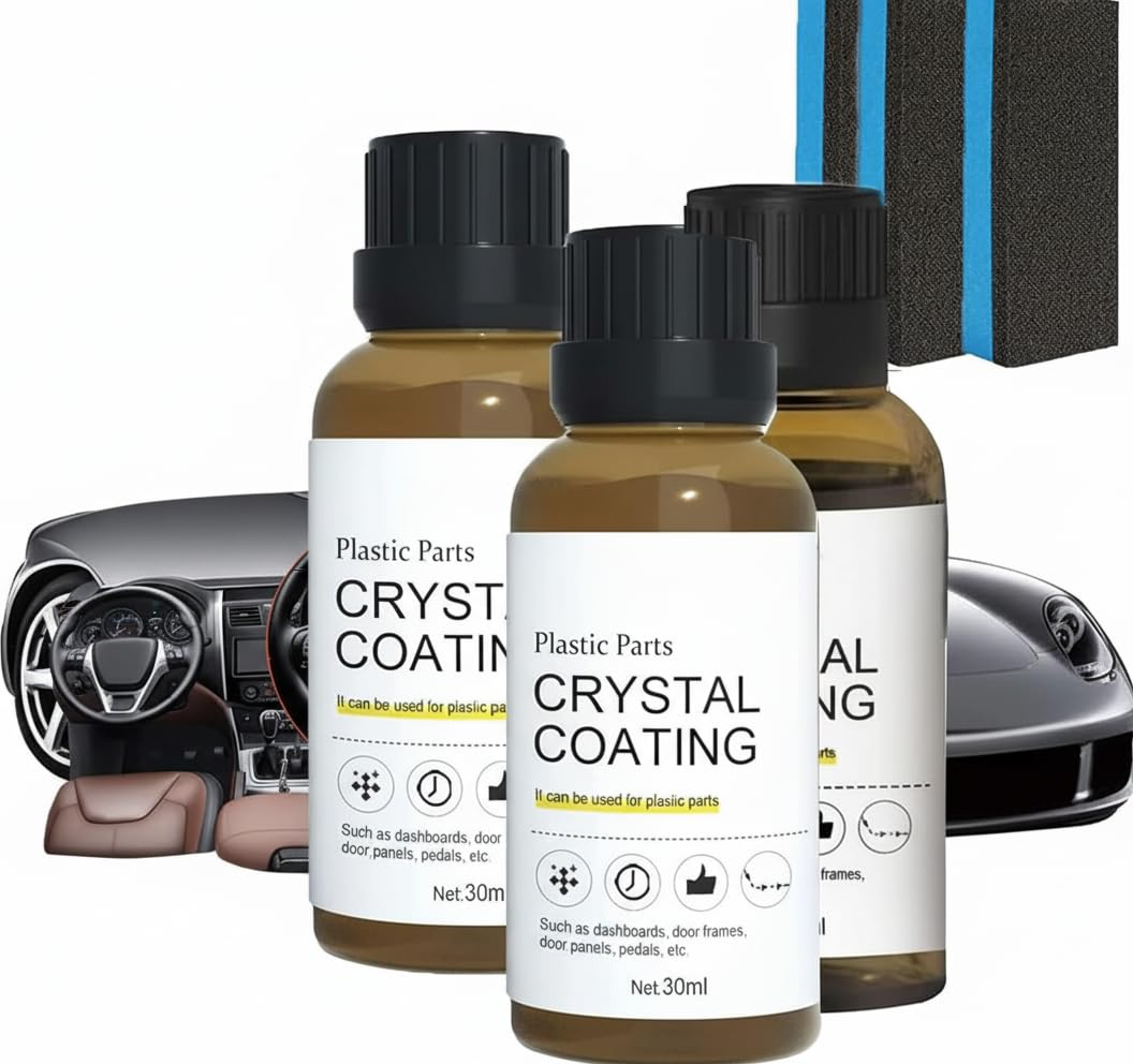 NALACAL 3-in-1 Crystal Coating for Car Plastic Parts, Plastic Restorer & Refresher for Car Interiors, High Gloss Hydrophobic Protector, Long-Lasting Shine (3PCS)