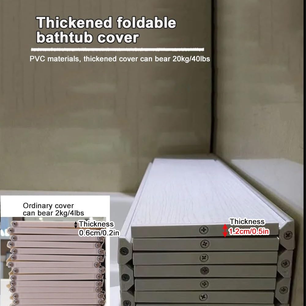 Cubierta gruesa de PVC impermeable para bañera, tapa plegable para tinas estándar (80 x 149.9 cm), fácil almacenamiento, ideal para spa en casa, protección duradera y cómoda